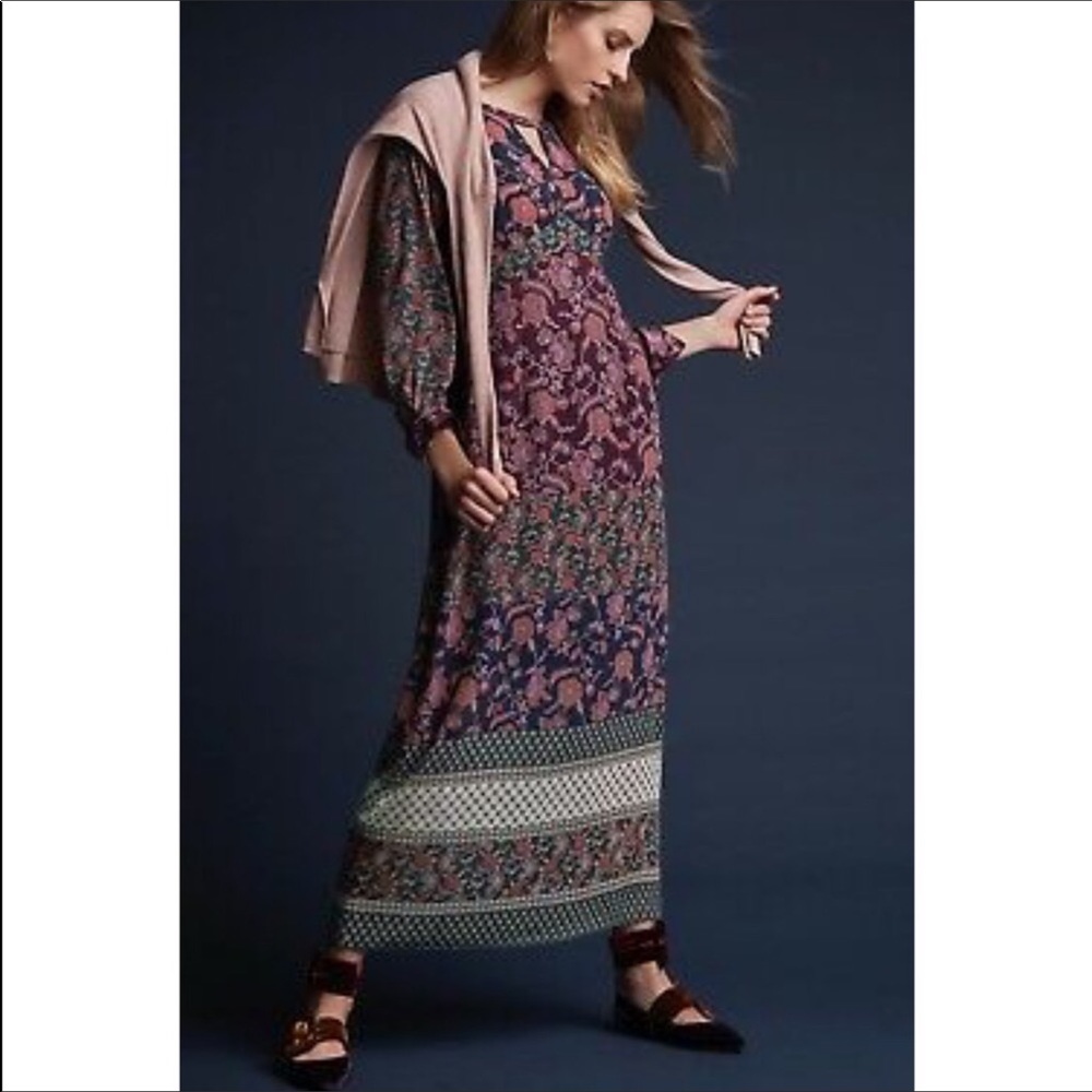 CAbi Festive Maxi Dress in Patchwork Floral